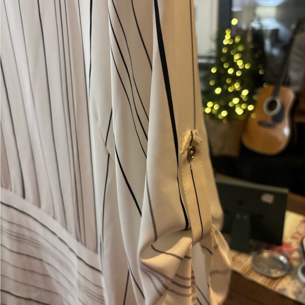 Calvin Klein White and Black Striped Shirt